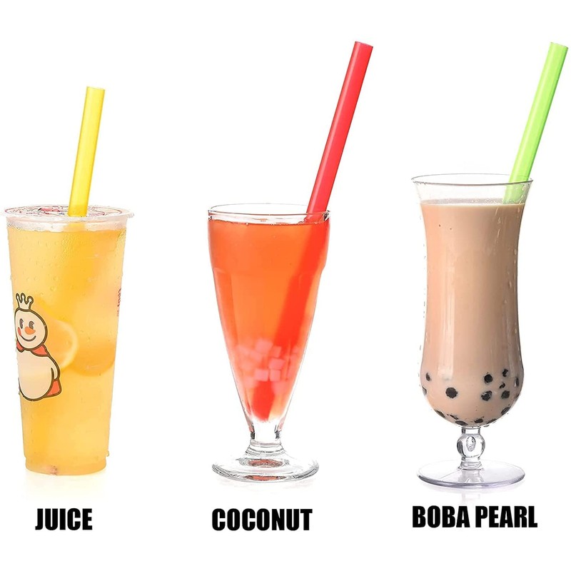 ALINK Pack of 8 Reusable Boba Plastic Straws, Pointed Design,