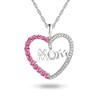 Heart Mom Pendant With Pink And White Sapphire In Sterling