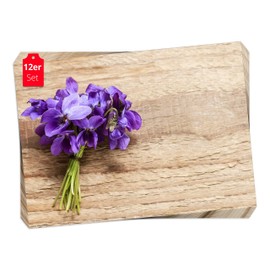 Place Mat - Purple Violet Bouquet - 12 Pieces Made in Germany, 44 x 32 cm Made of Special Natural Paper in Storage Folder - The Special Table Decoration for Spring, Easter & Flowers