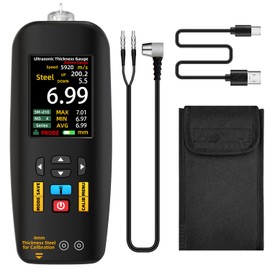 BSIDE Ultrasonic Thickness Gauge Meter, 1-300mm Range with Color Display, Rechargeable Ultrasonic Thickness Tester with Probe for Measuring Metal Steel Silver Plastic Glass PVC Aluminum Pipes Ceramics
