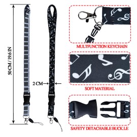 Tbecor Lanyard for Keys, 2 sets Music Detachable Strap Neck Lanyard for Men Women Nurse Kids Children Keychain USB Phones Camera ID Name Tag Badge Holder