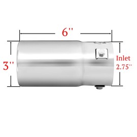 Pack of 2 Exhaust tip - to Fit 1.75 to 2.5 Inch Exhaust Tail Pipe Diameter- Stainless Steel to give Chrome Effect - Car Muffler Tips