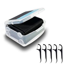 Hilo dental en barra negro, estuche de viaje negro, 200 unidades de hilo dental sin olor, palillo de dientes para limpieza bucal, hilo dental para el cuidado bucal para adultos y niños (una caja)