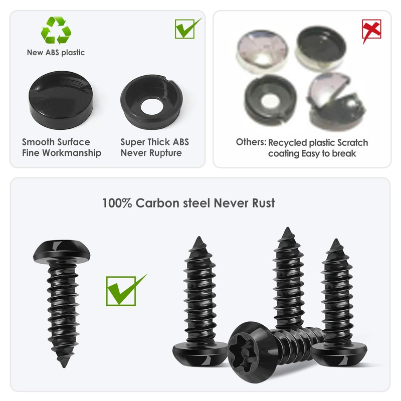 Anti-Theft License Pla te Screws Kits- Stainless Steel Plate Mounting