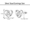 Silver Stud Earrings for Women Girls, Small Heart Cubic Zirconia