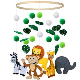 EXQULEG Mobile Baby Wind Chimes with Felt Balls Animals Mobile Baby Wooden Girl Bed Bell Pendant for Hanging Over the Cot Mobile for Baby Bed (#2)