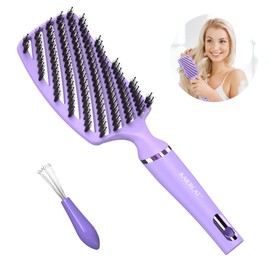 Boar Bristle Hair Brush, Hair Brush Ideal for Detangling Thick Hair, Natural Boar Bristles for Distributing Hair Oil (White) (White#0329yggy)