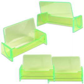 Beauticom 6pc HQ Acrylic Plastic Business Name Card Holder Display Stand (CLEAR GREEN)