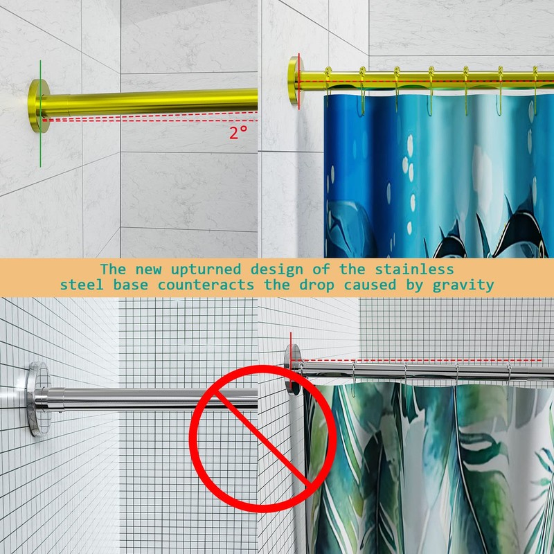 Diamond Shaped Shower Curtain Rod (Both Sides: 17"-25.6",Middle:20"-26) Stretchable True