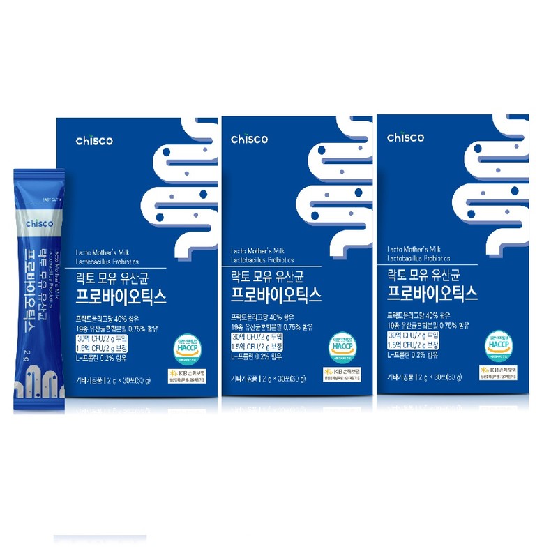 치스코 락토 모유유산균 프로바이오틱스 2gx30포 30억CFU 프락토올리고당 L프롤린, 60g, 1개