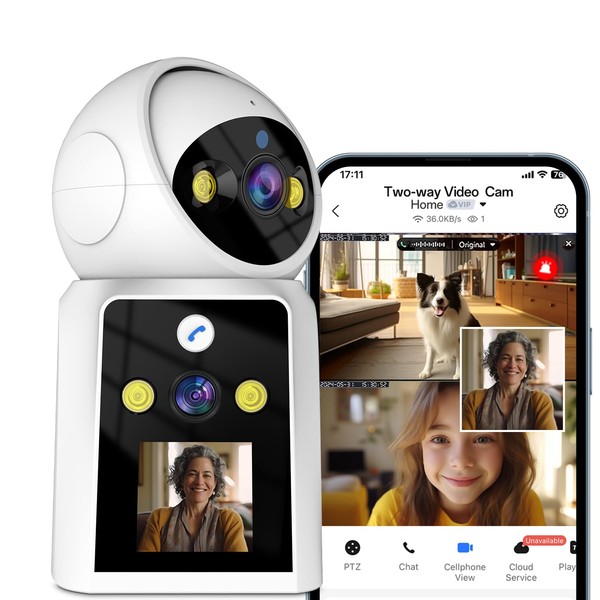 Kinnkall Indoor Baby-Pet-Camera with Two-Way Video & Audio, 1.5" Display