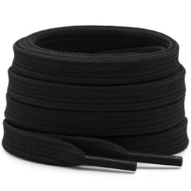 DELELE Solid Flat Shoe Laces: Hollow Thick Shoelaces for Sneakers 2 Pair, 02 Black, 71 inch (180CM)