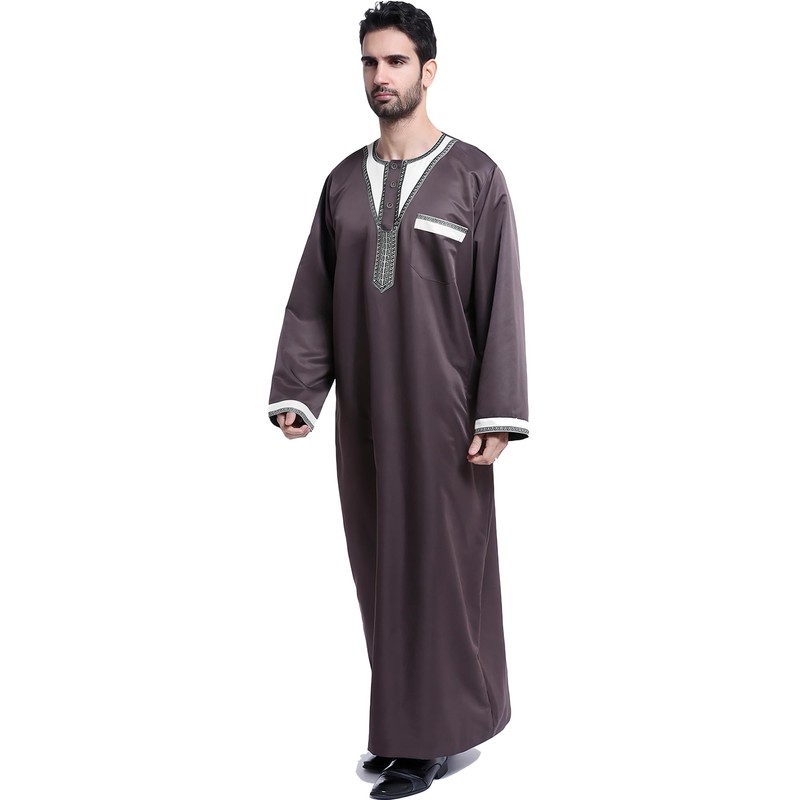 Musuly Men's Kaftan - Traditional Thobe Abaya Djellaba, dark brown