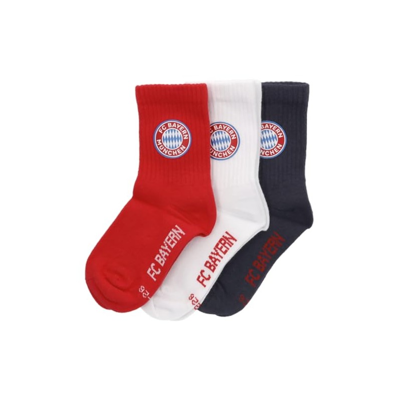 FC Bayern München Calzini per bambini, confezione da 3 pezzi,
