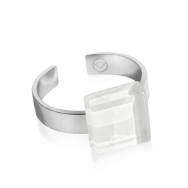 ALEXASCHA® Minimalist ring with colourful stones • Open finger ring for each finger • Small gift for girlfriend • Adjustable ring size: 53-63 (diameter 17-20 mm) • Glass stone: 10 mm (snow white)