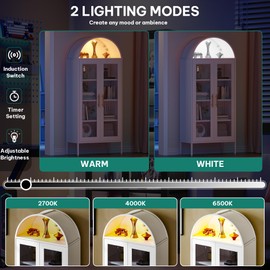 YITAHOME 71" Arched Glass Display Cabinet, Tall Metal Storage Cabinet with Adjustable Shelves and Glass Doors, White