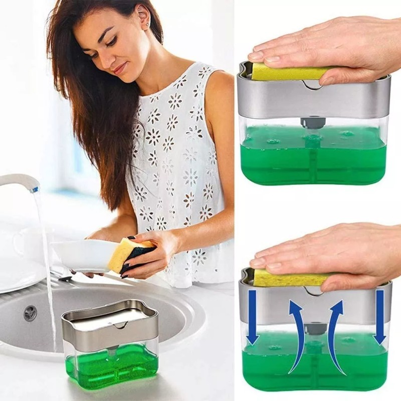 Makom Home Dispensador De Jabón Con Esponja 2 En 1