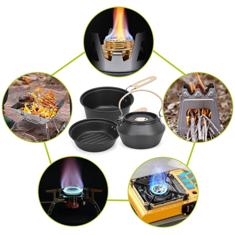 doorslay 23PCS Camping Cookware Kit for 2-3 People Hard Anodized