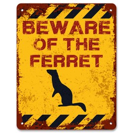 Print Crafted - Beware Of The Ferret | Vintage Metal Garden Yard Warning Sign