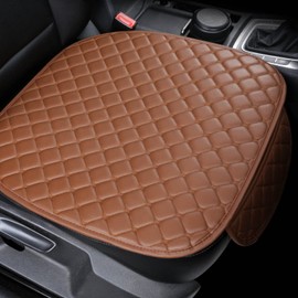 YUNZLAN Universal Leather Car Seat Cover/Protector, Front/Rear car Cushion Car Seat Pad/mat with Non-Slip Bottom-1pcs (Front-Coffee)