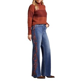 Tribal Women's Brooke High Rise Jeans with Side Embroidery, Bluewash
