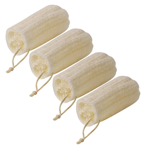 Loofah 8 inch Bath Shower Sponge 4 Pack (8 Inch) 4 Pack 8 Inch Natural Loofah for Exfoliating Body Scrubber
