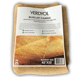VERDYOL Burlap Fabric 45" x15' | Versatile Burlap Fabric Roll for Plant Cover | Burlap Placemats, Tree Wrap, Sackcloth Projects | Premium Burlap Material