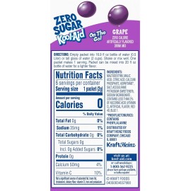 Kool-Aid Sugar-Free Grape On-The-Go Powdered Drink Mix 6 Count (Pack of 1)