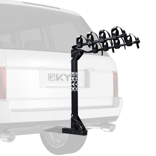 4 Bikes Car Rack, Bicycle Hitch Mount Racks for SUV Truck Vans with 2 in. Hitch Receiver, Foldable Steel Frame, Tilt-Away Mode, Easy Assembly, 143lbs Ultra Load Bearing, Safe Locking