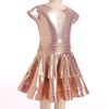 AFAVOM Girls Shiny Metallic Wet Look Dress Sparkly Latin Dance