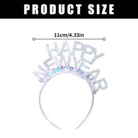 Happy New Year Headband, New Year's Eve Headpiece, Glitter Decorative Silver Headband, Adult Hair Accessories, Headband Decorations, New Year Headband Accessories, for Children, New Year Crown Costume