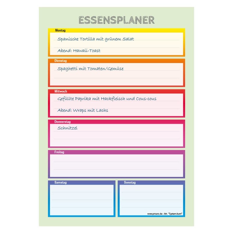 PRICARO 3 x A5 Multicolour System Meal Planner