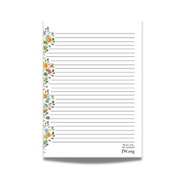 JW Letter Writing A4 Pad Stationery Paper Lined Gift Notepad Writing Sheets (Summer Flowers)