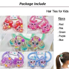 10 Pcs Glitter Cartoon Character Hair Ties, Cute Anime Princess Hair Elastics in 5 Colors, Shiny Acrylic Kids Hair Accessories for Little Girls, Teens, Perfect for Birthday Party Daily Wear