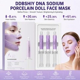 DNA Sodium Face Masks Skincare Set – Porcelain Skin Hydrating Sheet Mask with Hyaluronic Acid & Collagen – Brightening, Firming & Pore Refining Facial Mask for Smooth Radiant Skin