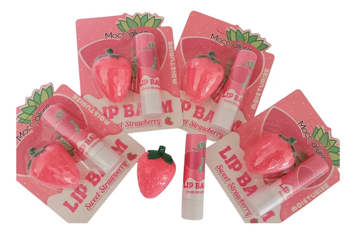 Balsamo Labio Fresa Kawai Mayoreo 5 Set Hidratacion Profunda