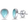 Pear Shape Natural Larimar Stud Earrings Sterling Silver