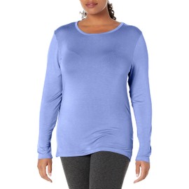 WonderWink Layers Women’s Silky Long Sleeve Tee — Ceil Blue, Small
