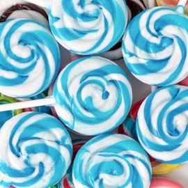 Blue & White Swirl Lollipops – 40 Pack Individually Wrapped – Party Favors, Baby Showers, Gluten-Free, Vegan, Bulk Candy