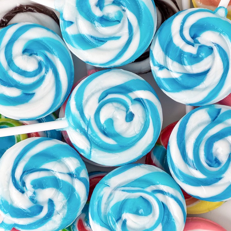 Blue & White Swirl Lollipops – 40 Pack Individually Wrapped