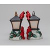 Fine Ceramic Christmas Holidays Red Cardinal on Lamp Post Salt