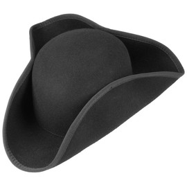 Lipodo Dreispitz Wool Felt Hat Pirate Hat Women/Men – Felt Hat Made in Italy – Hat Summer/Winter, black