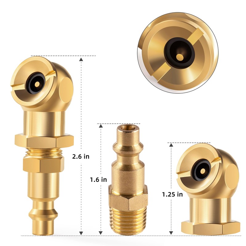 Kbrotech Portable Air Chucks,Brass Closed Ball Air Chuck with 1/4"