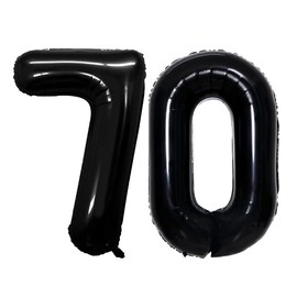 GOER Number 70 Balloons for 70th Birthday Party Decorations,42 Inch Jumbo Foil Helium Balloons for 70th Anniversary (Black)