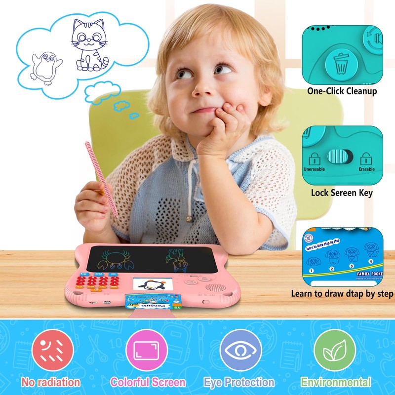 SPG300 3-in-1 Kids Learning Tablet Oral Arithmetic,130 Memory Cards, Drawing