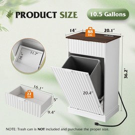 WLIVE 10 Gallon Tilt Out Trash Can Cabinet, Hidden Trash Can Cabinet with 2 AC+ USB Outlets, Storage Drawer, Food/Clothes Storage Pet Proof Kitchen Trash bin Cabinet for Home, Launday (White)