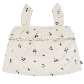 Modern Moments by Gerber Toddler Girls' Top and Shorts Set, Beige Floral, 2T