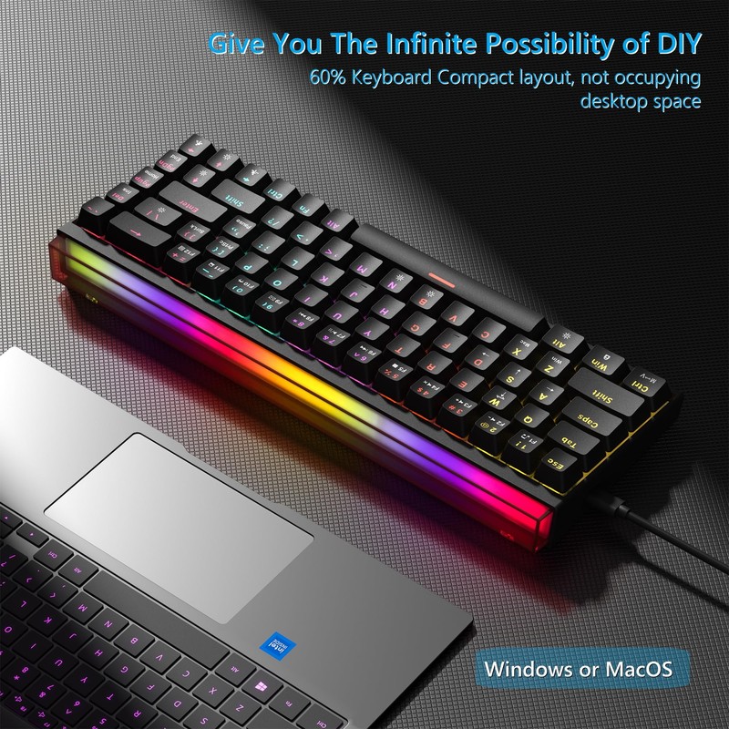 Womier 60% Keyboard Gaming with Light Box, Wired Mechanical Keyboard