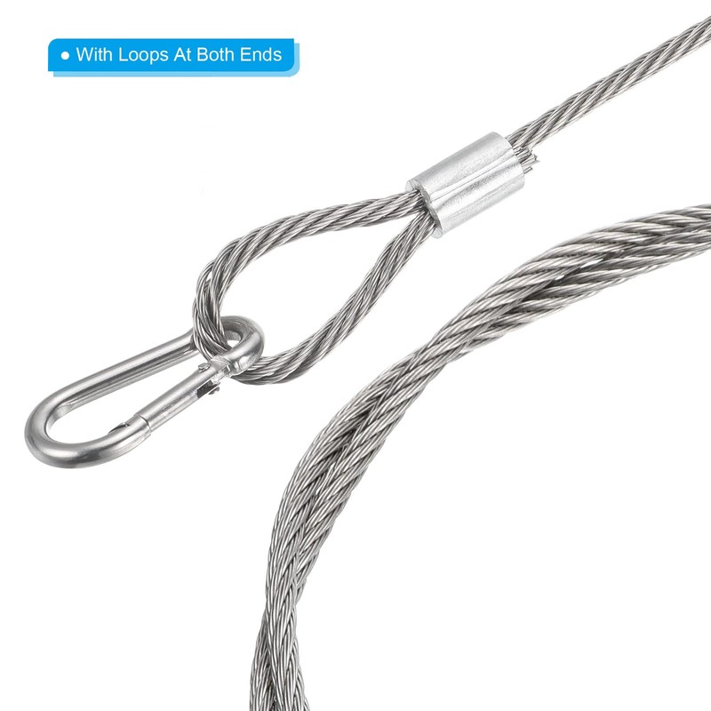 PATIKIL Stainless Steel Safety Cable 39"/100cm, 2Pcs 4mm Security Wire