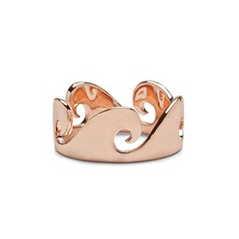 Pura Vida Rose Gold-Plated Thick Wave Band Ring - Brass Base, Stackable Accessory - Size 7